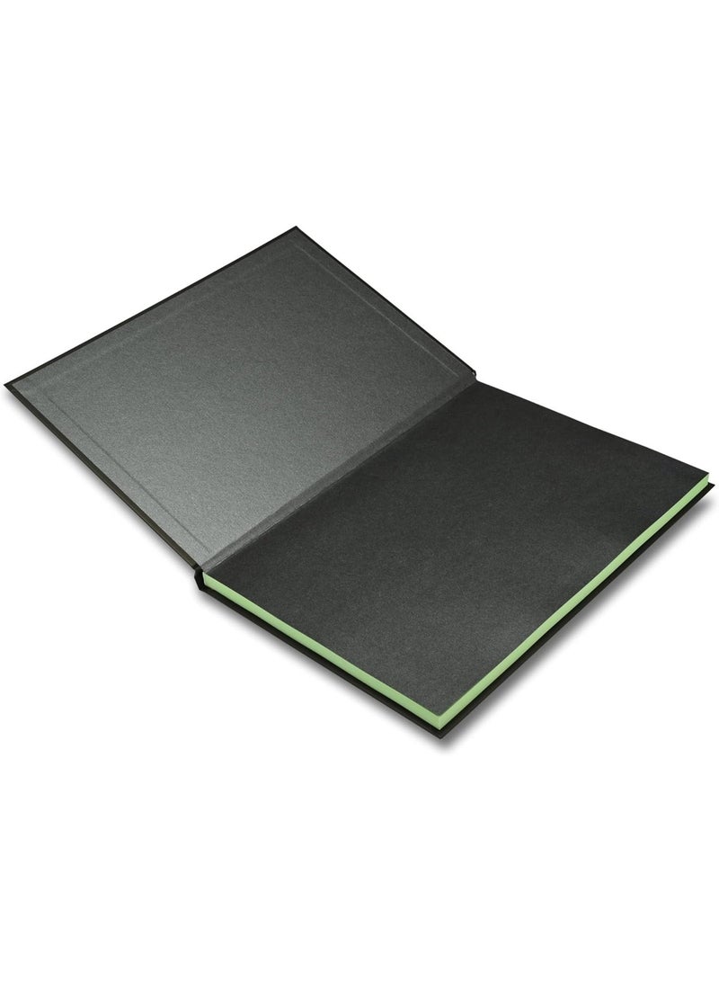 FIS Hard Cover Notebook, Glued Binding, A4 Size(210x297mm), 96 Sheets, 192 Pages, Pastel Green Color Paper with 8mm Single Line Ruling, Packet of 5 Pieces, Black Cover Design-FSNBA4SL96PGR - Image 2